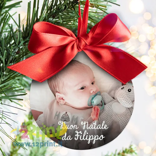 Addobbo natalizio tondo personalizzato con foto