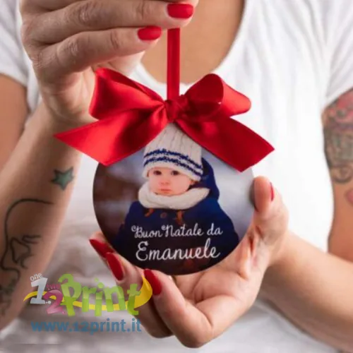 Addobbo natalizio tondo personalizzato con foto