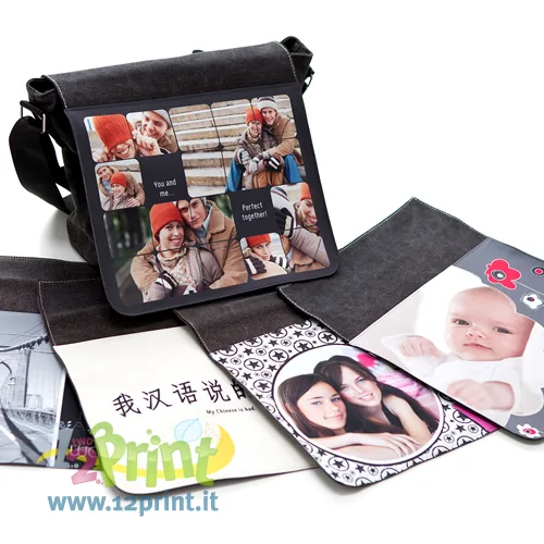 Borsa City nera personalizzata con foto