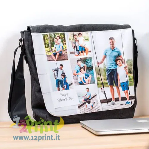 Borsa City nera personalizzata con foto