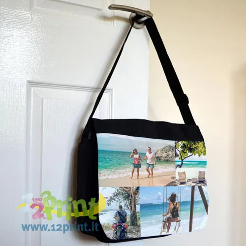 Borsa City nera personalizzata con foto