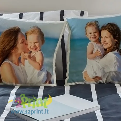 Cuscino fronte retro personalizzato con due foto