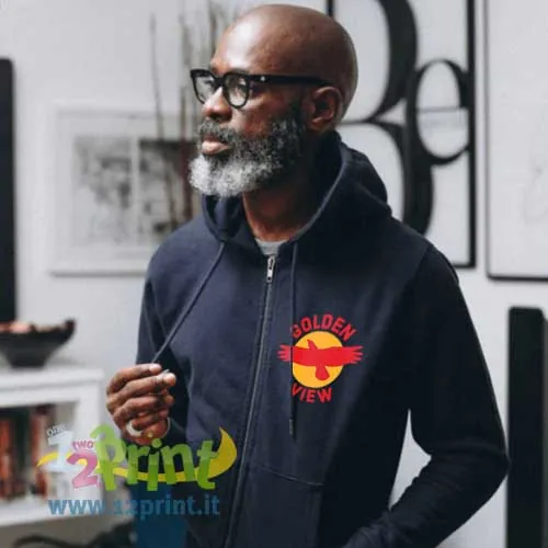 Felpa premium con cappuccio e zip personalizzata