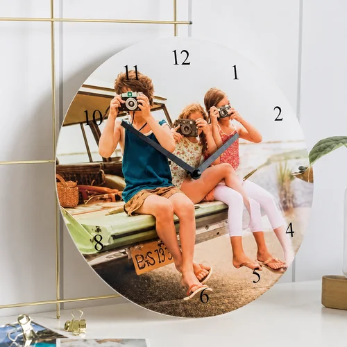 Orologio in vetro da parete 20 cm con foto
