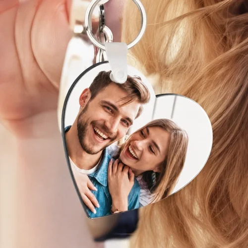 Portachiavi a cuore in PVC personalizzato con foto
