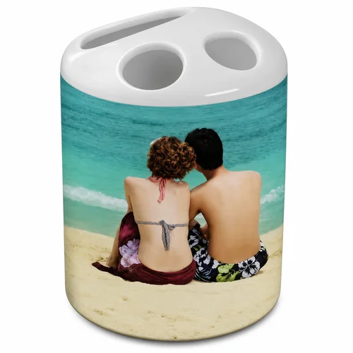 Portaspazzolini in ceramica personalizzato con foto