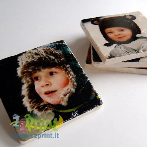 Marmo Botticino 10x10 personalizzato con foto e cavalletto