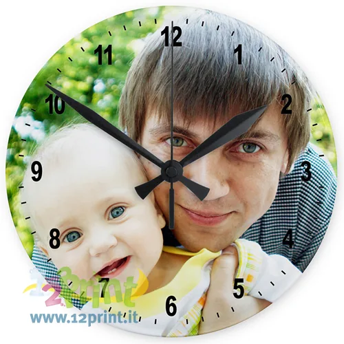 Orologio in vetro da parete 20 cm con foto