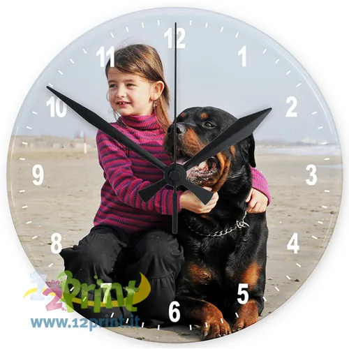 Orologio in vetro da parete 20 cm con foto