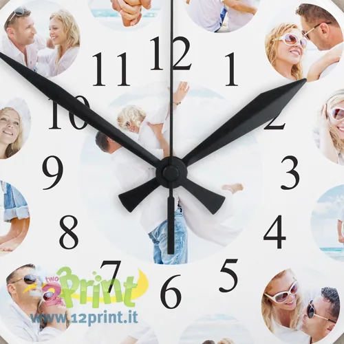 Orologio in vetro da parete 20 cm con foto