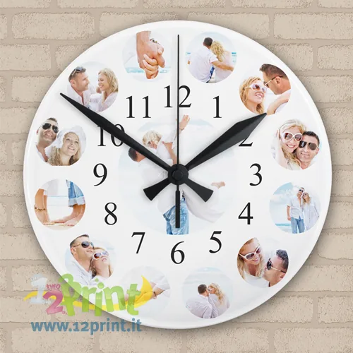 Orologio con foto in vetro da parete 30 cm