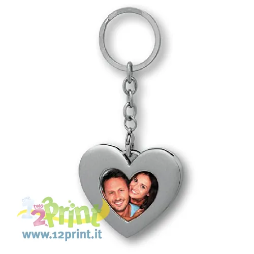 Portachiavi a cuore in metallo personalizzato con foto