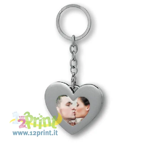 Portachiavi a cuore in metallo personalizzato con foto