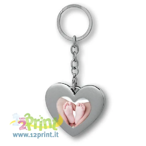 Portachiavi a cuore in metallo personalizzato con foto