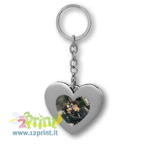 Portachiavi a cuore in metallo personalizzato con foto