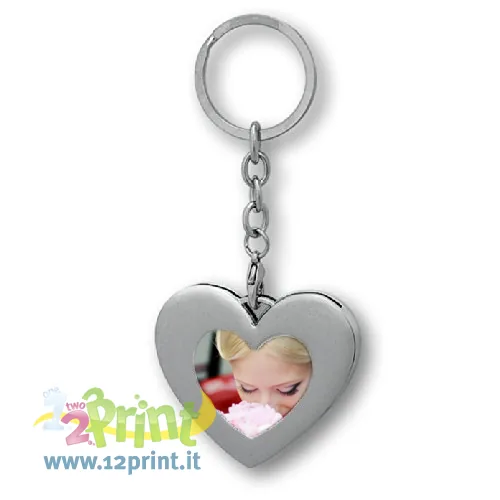 Portachiavi a cuore in metallo personalizzato con foto