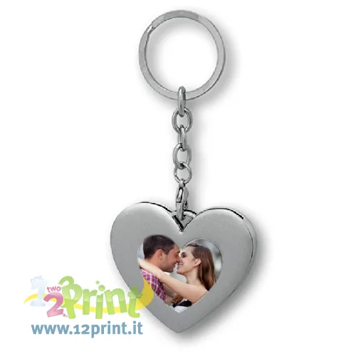 Portachiavi a cuore in metallo personalizzato con foto