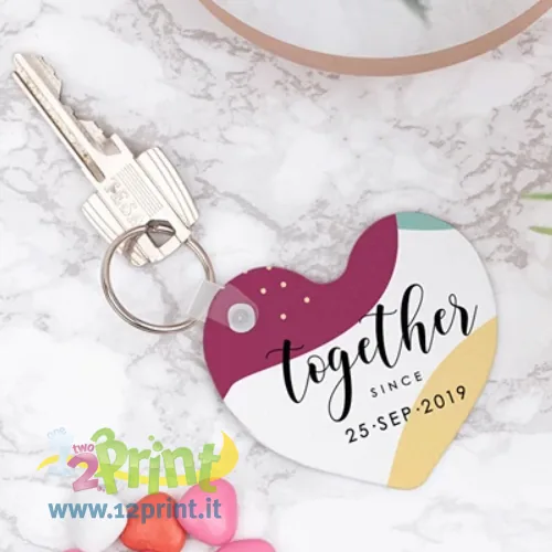 Portachiavi a cuore in PVC personalizzato con foto