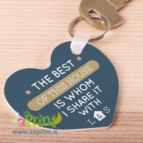 Portachiavi a cuore in PVC personalizzato con foto