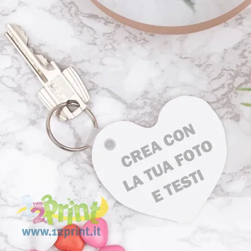 Portachiavi a cuore in PVC personalizzato con foto