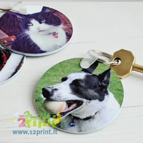 Portachiavi tondo in PVC personalizzato con foto