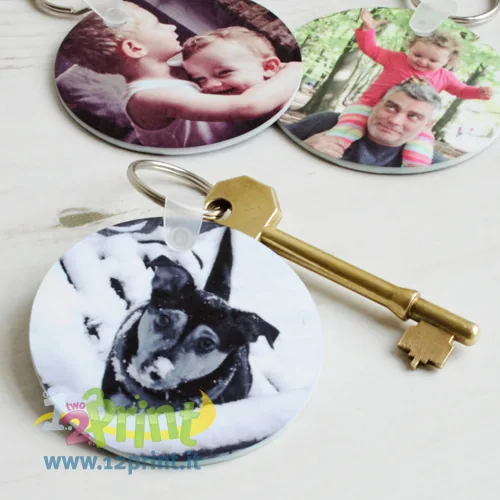 Portachiavi tondo in PVC personalizzato con foto