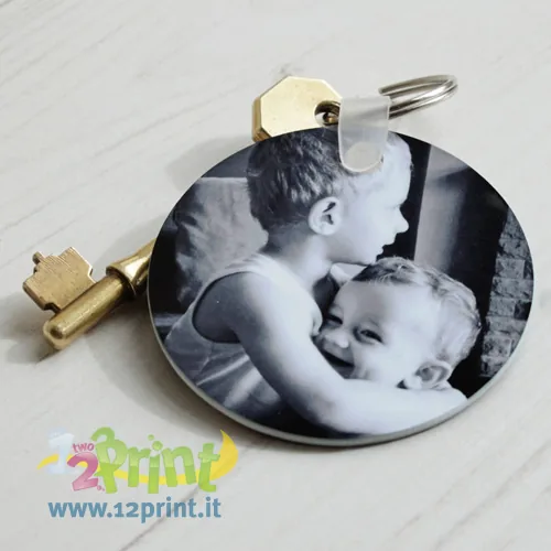 Portachiavi tondo in PVC personalizzato con foto