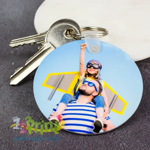 Portachiavi tondo in PVC personalizzato con foto