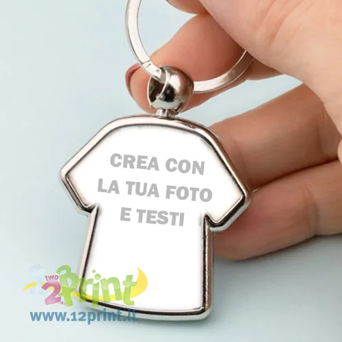 Portachiavi a forma di t-shirt in metallo con foto