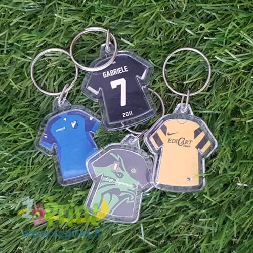 Portachiavi a forma di t-shirt in plastica con foto