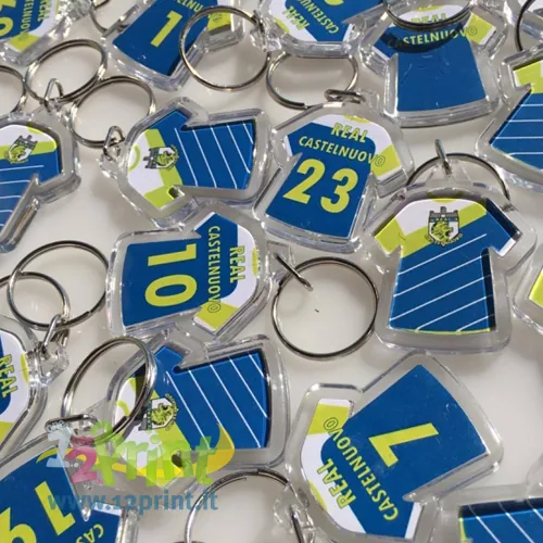 Portachiavi a forma di t-shirt in plastica con foto