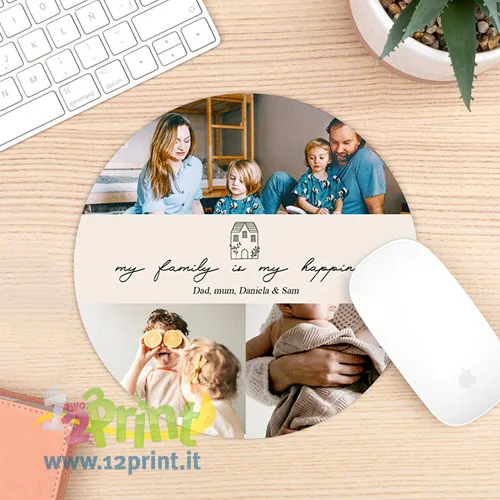 Tappetino mouse tondo personalizzato con foto